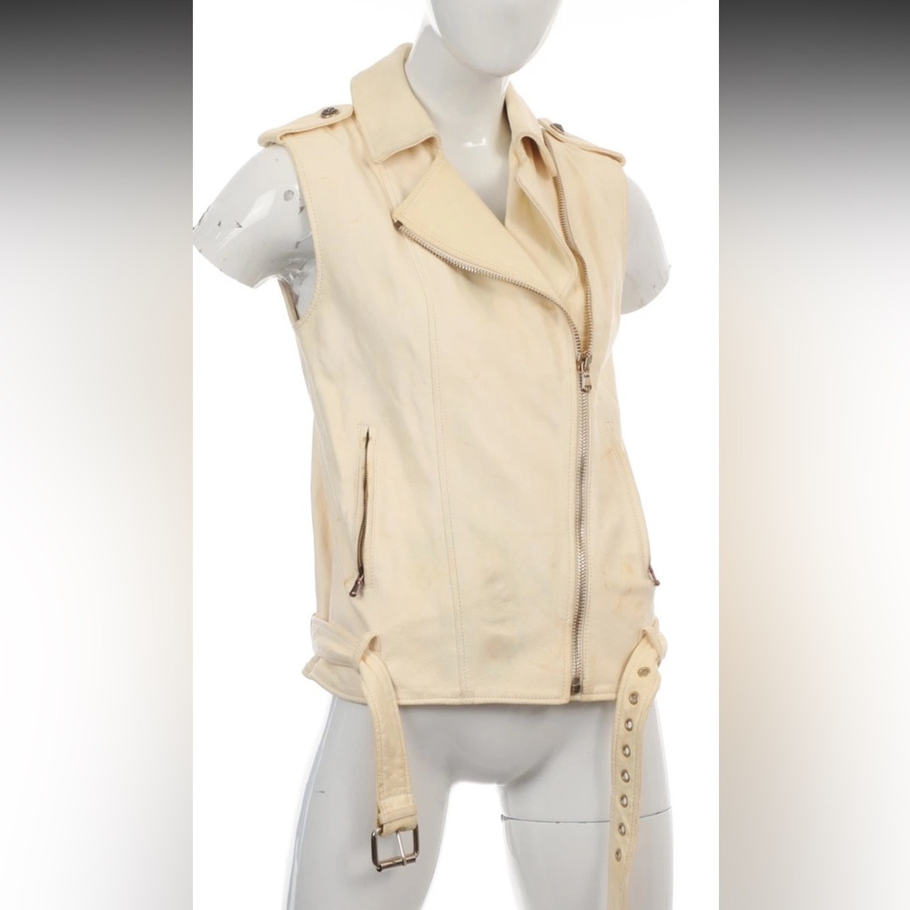 Pierre Balmain Vanilla Nappa Leather Motorcycle Vest 28